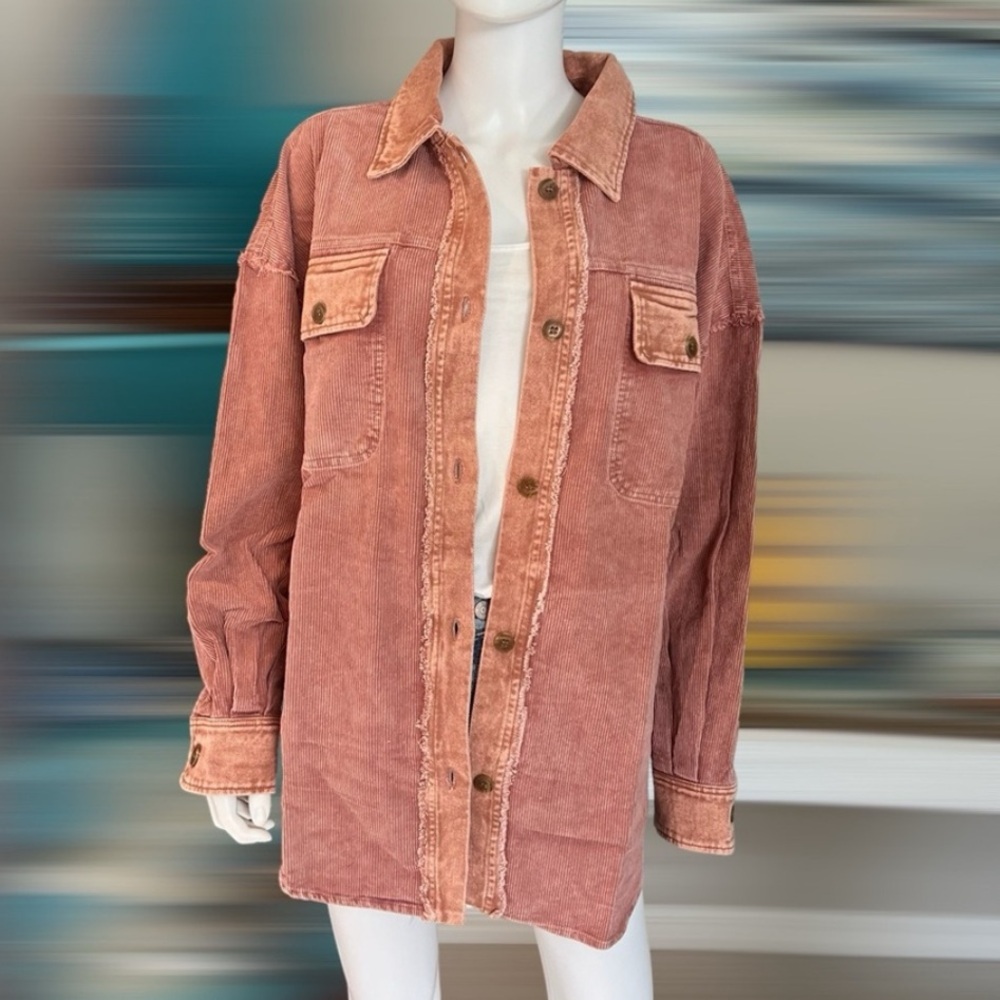 Peach love corduroy shacket